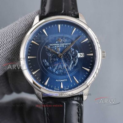 TW Factory Replica Vacheron Constantin 9015 Mechanical Blue Dial Leather Strap 40mm 